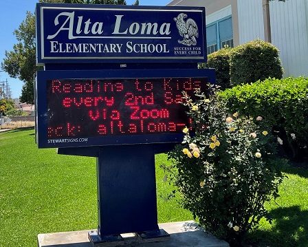 Sign at Alta Loma advertising Reading to Kids