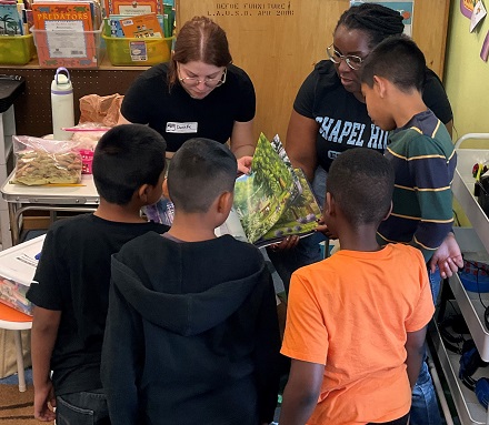 Volunteers reading to kids at MacArthur Park Elementary