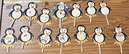 Kindergarten penguin crafts at Esperanza Elementary