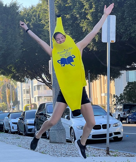 Kimberly Morris running while dressed as a banana