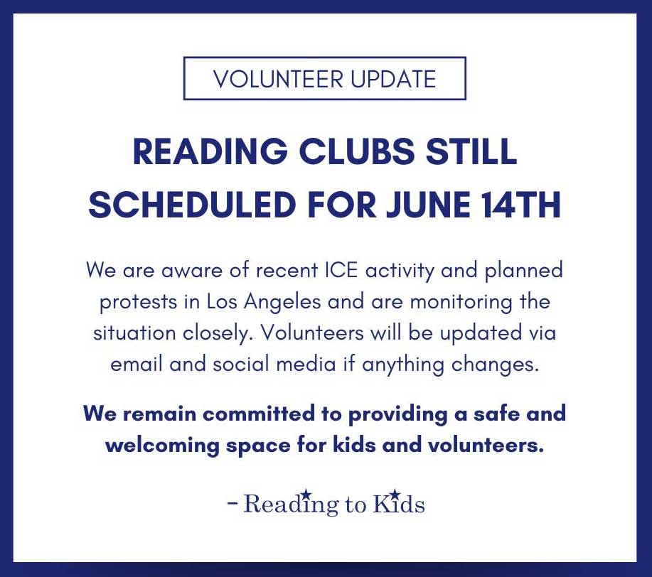 June 14th reading clubs still scheduled as usual