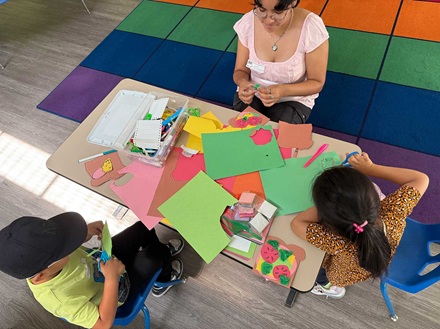 Kindergarten crafting at MacArthur Park Elementary
