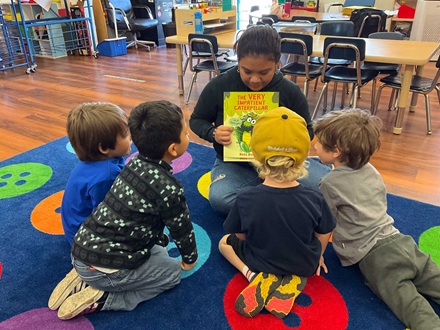 Kindergartners at Alta Loma Elementary reading clubs