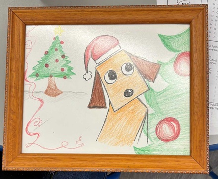 5th grader's framed drawing at MacArthur Park Elementary