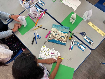 Book and 3rd grade house craft at MacArthur Park Elementary