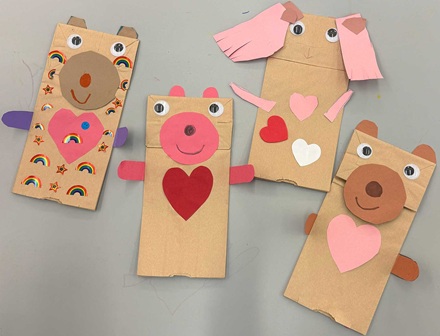 Kindergarten Valentine crafts at MacArthur Park Elementary
