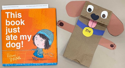 Dog craft and book at Esperanza Elementary