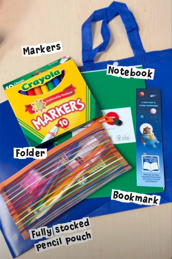 Sample 4th grtade school supplies bag