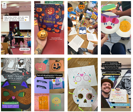 Images from volunteer Instagram postsfrom the reading clubs