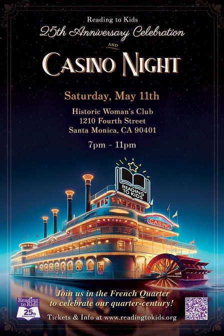 Reading to Kids 25th Anniversary Celebration & Casino Night on May 11th postcard